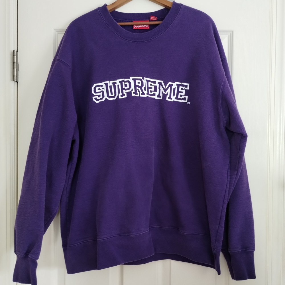 Supreme Shattered Logo Crew Neck Men's Purple Sweatshirt XL